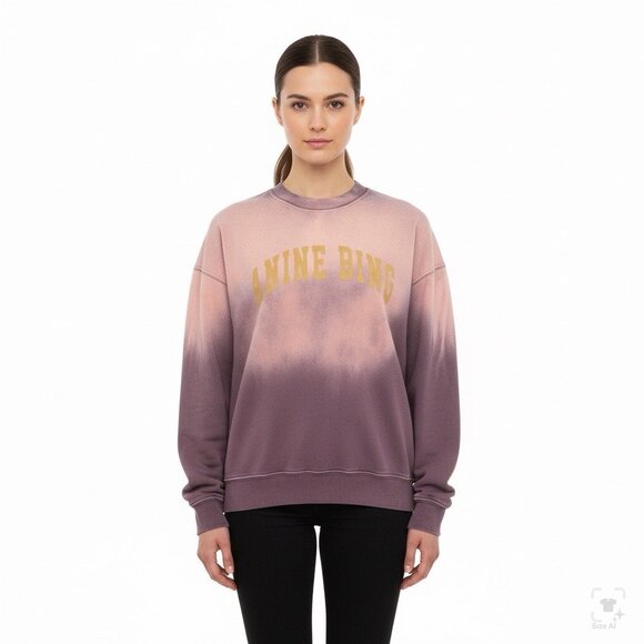 Anine Bing Womens Pink Ombre Sweatshirt Graphic Casual Crewneck Sz M - Picture 11 of 11